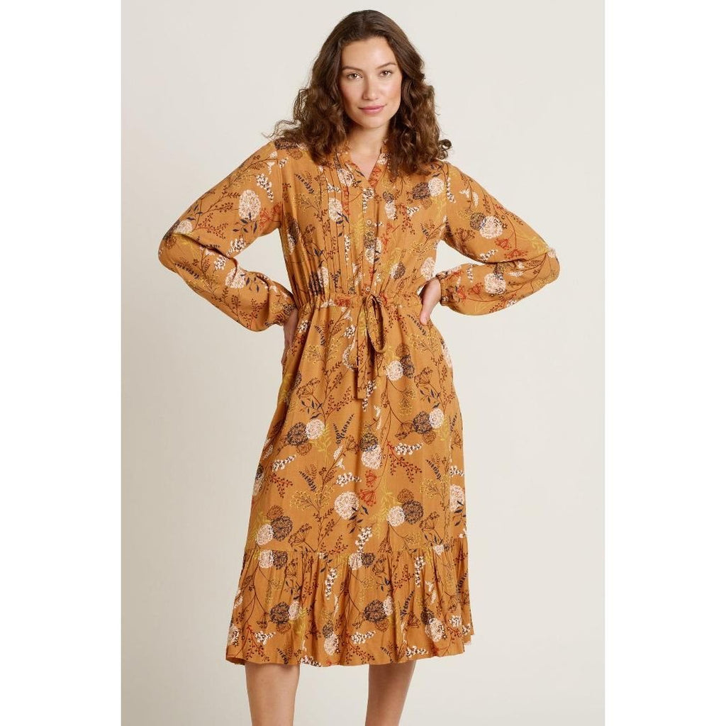 Brakeburn Meadow Midi Dress - Gold - Beales department store