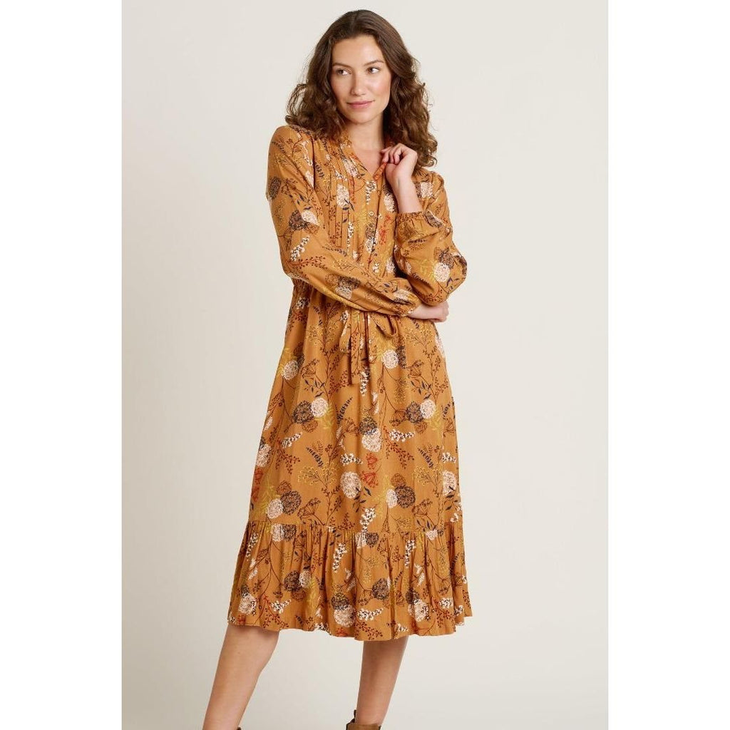 Brakeburn Meadow Midi Dress - Gold - Beales department store