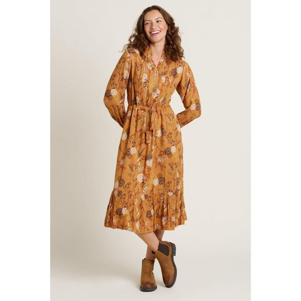 Brakeburn Meadow Midi Dress - Gold - Beales department store