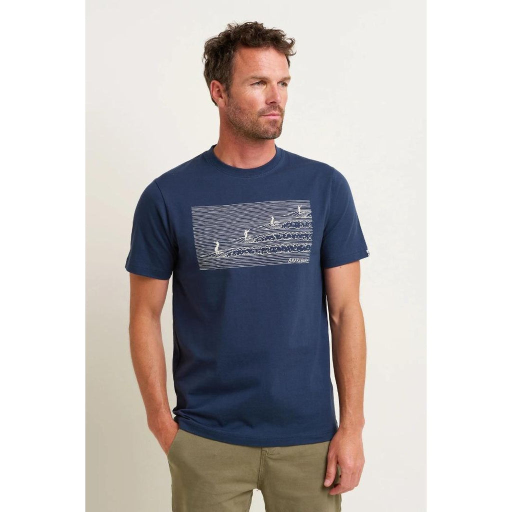 Brakeburn Mens Surf Tee - Navy - Beales department store