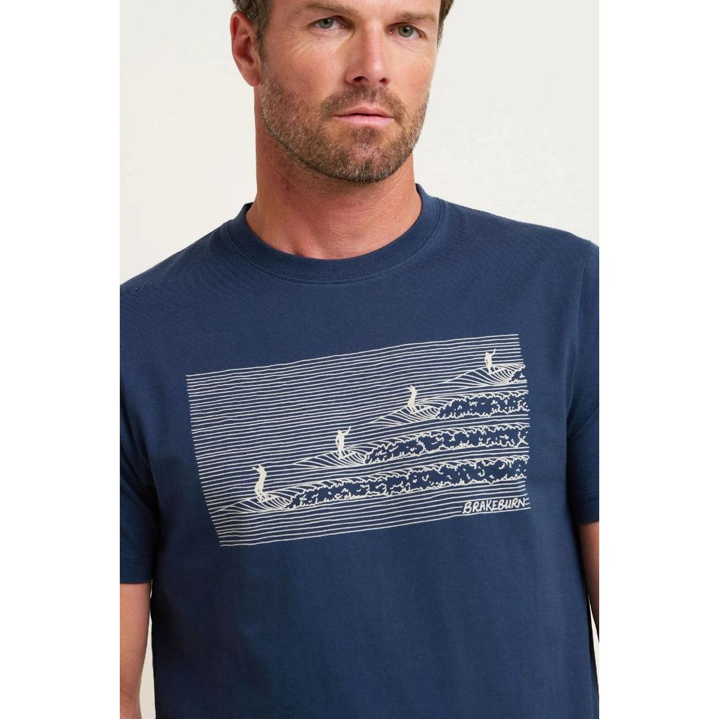 Brakeburn Mens Surf Tee - Navy - Beales department store