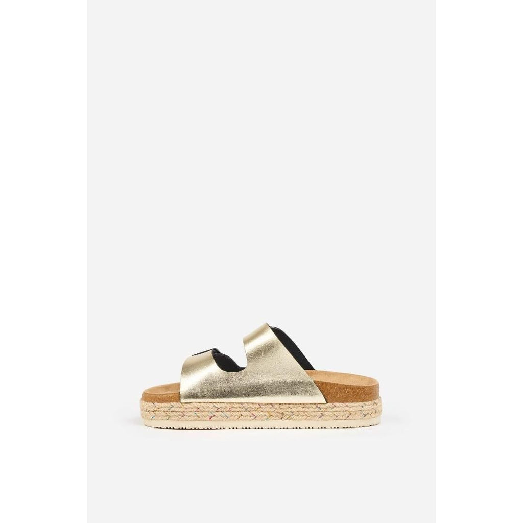 Brakeburn Metallic Platform Sandals - Gold - Beales department store