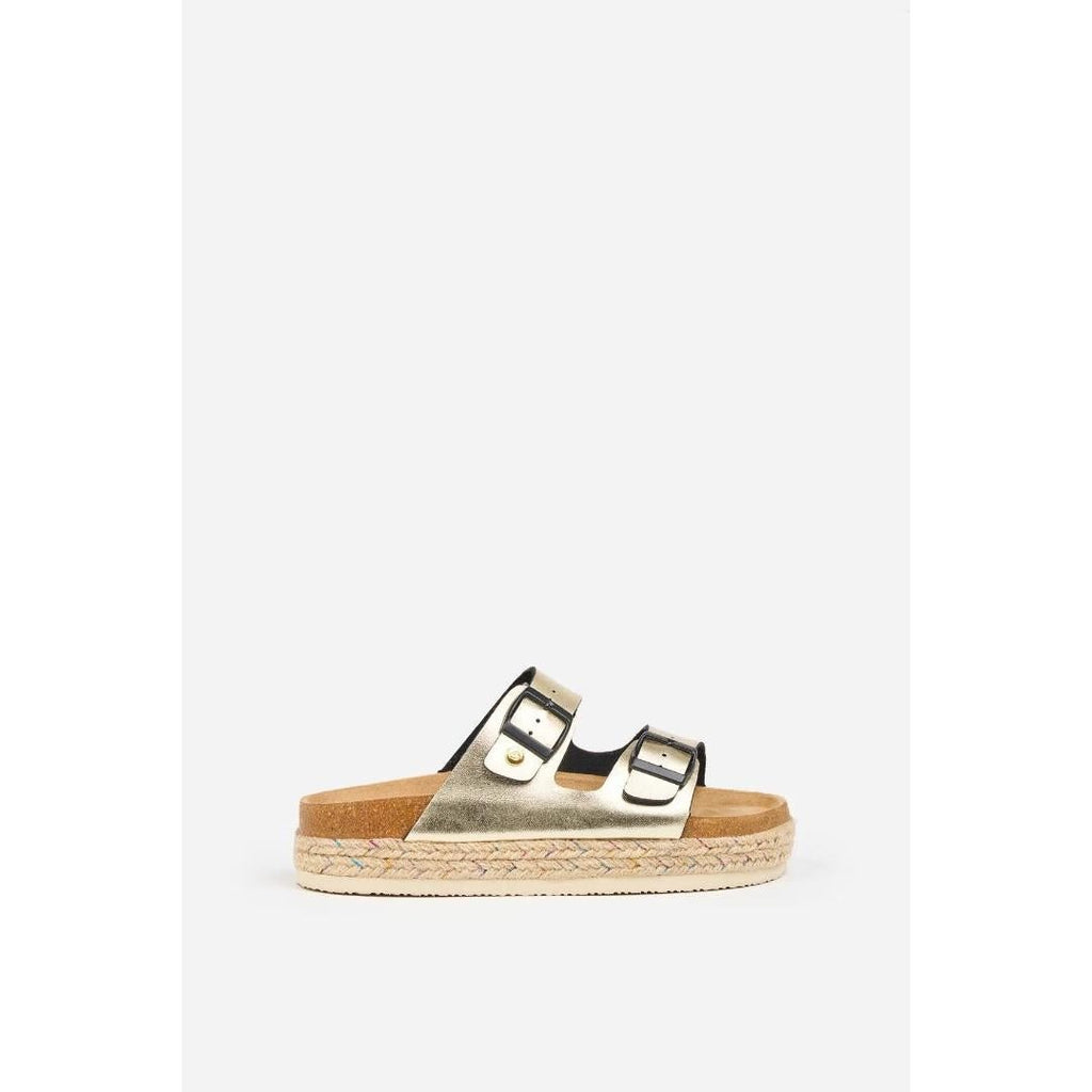 Brakeburn Metallic Platform Sandals - Gold - Beales department store