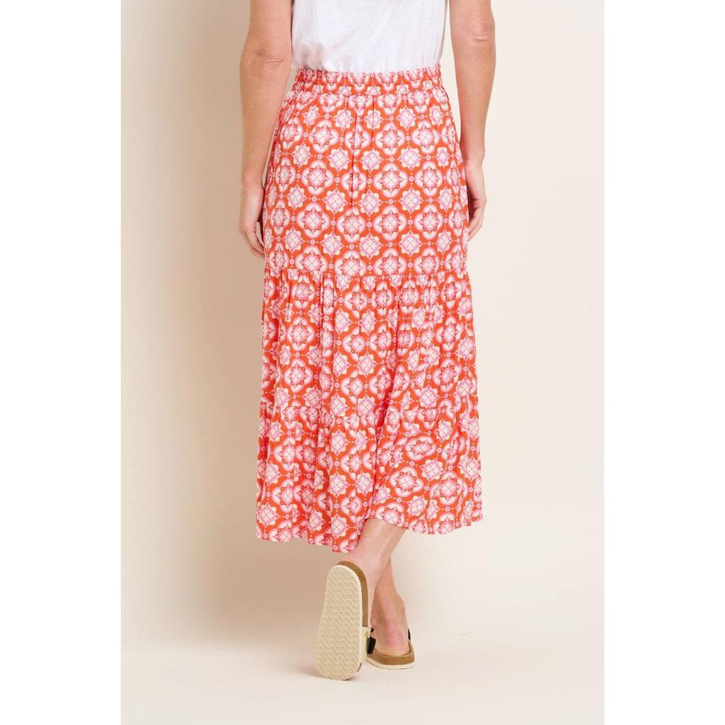 Brakeburn Moroccan Tile Skirt - Coral - Beales department store