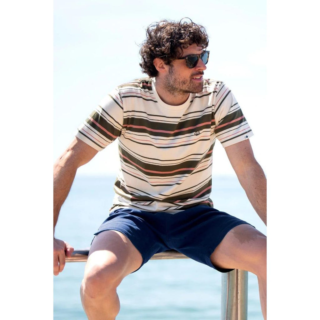 Brakeburn Multi Stripe Tee - Cream - Beales department store