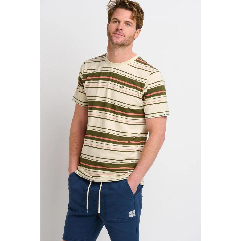 Brakeburn Multi Stripe Tee - Cream - Beales department store