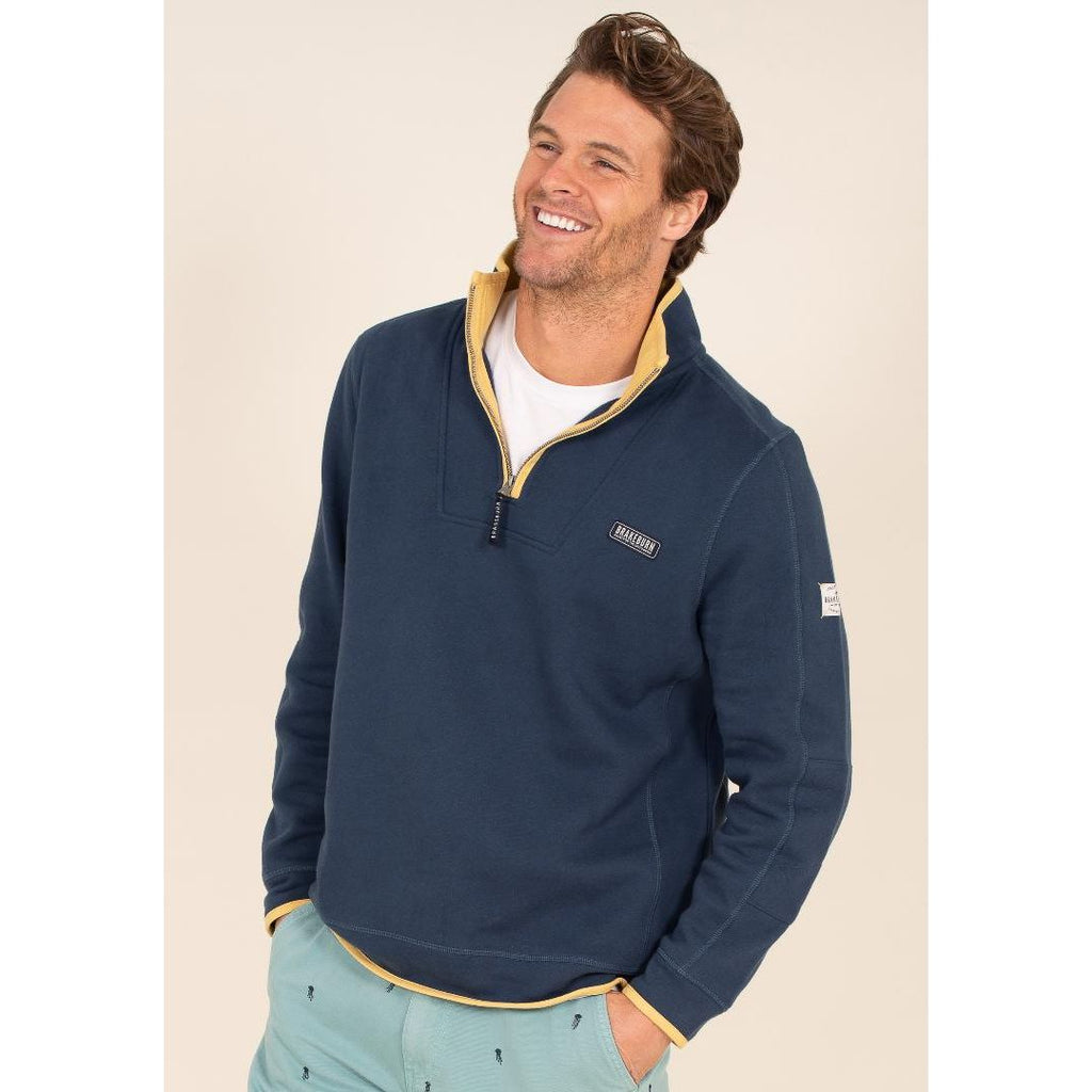 Brakeburn Navy 1/4 Zip Sweat - Navy - Beales department store