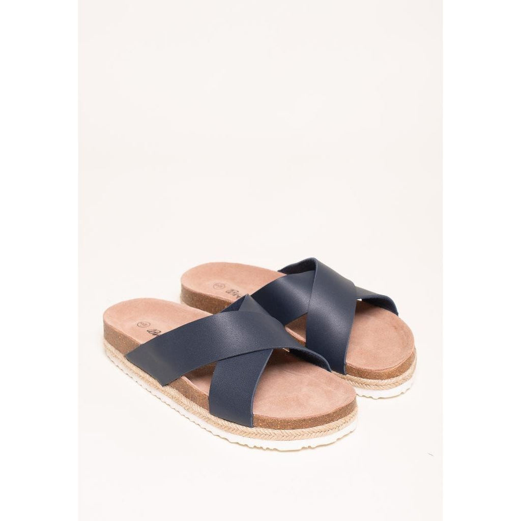 Brakeburn Navy Cross Strap Sandal - Navy - Beales department store