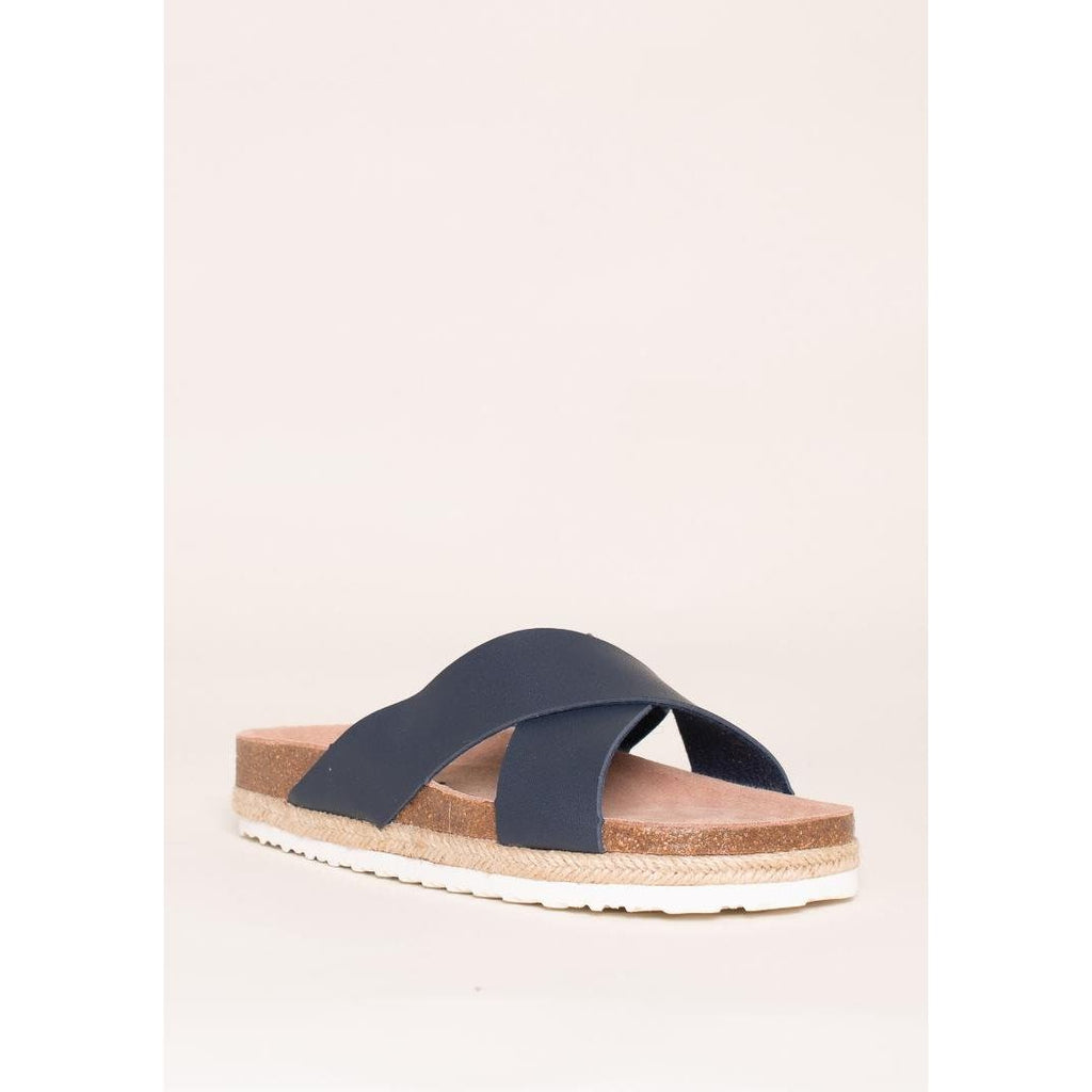 Brakeburn Navy Cross Strap Sandal - Navy - Beales department store