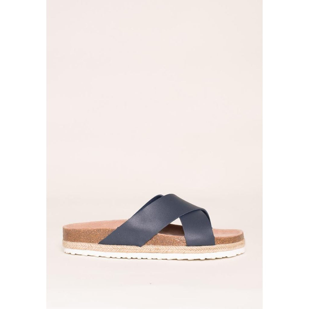 Brakeburn Navy Cross Strap Sandal - Navy - Beales department store