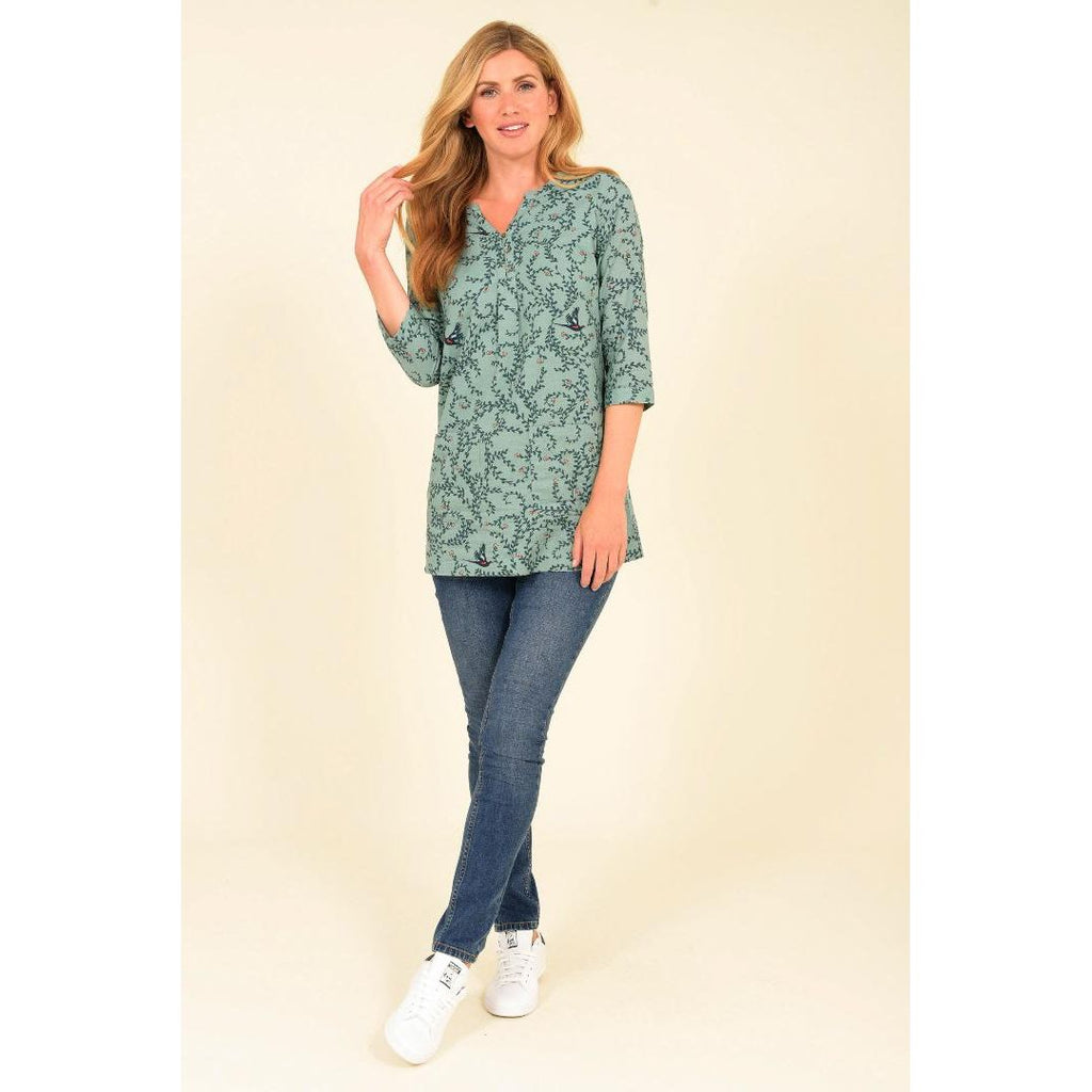 Brakeburn Phesant Woven Smock Tunic - Mineral Blue - Beales department store