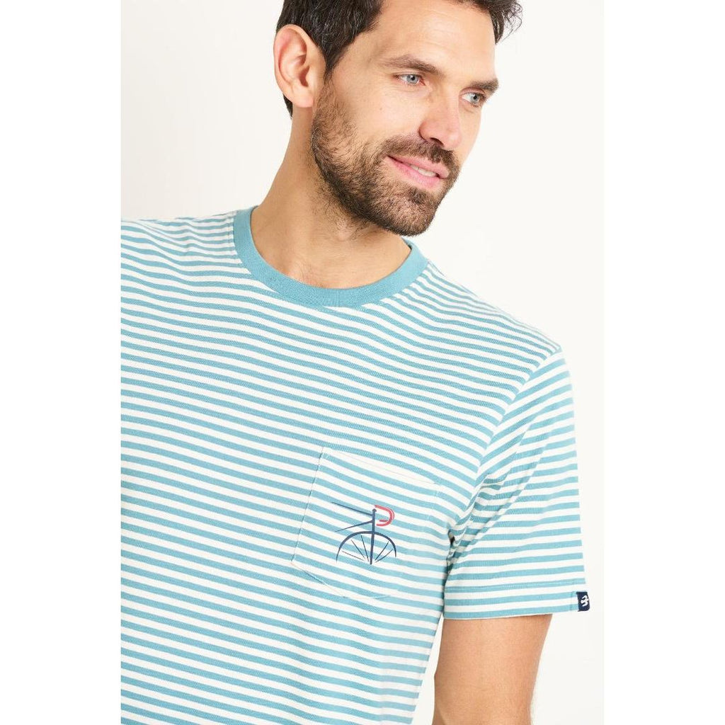 Brakeburn Pocket Tee - Blue Stripe - Beales department store