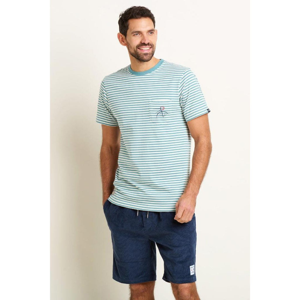 Brakeburn Pocket Tee - Blue Stripe - Beales department store