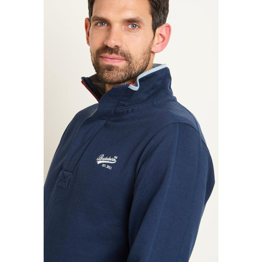 Brakeburn Quarter Zip Sweat - Navy - Beales department store