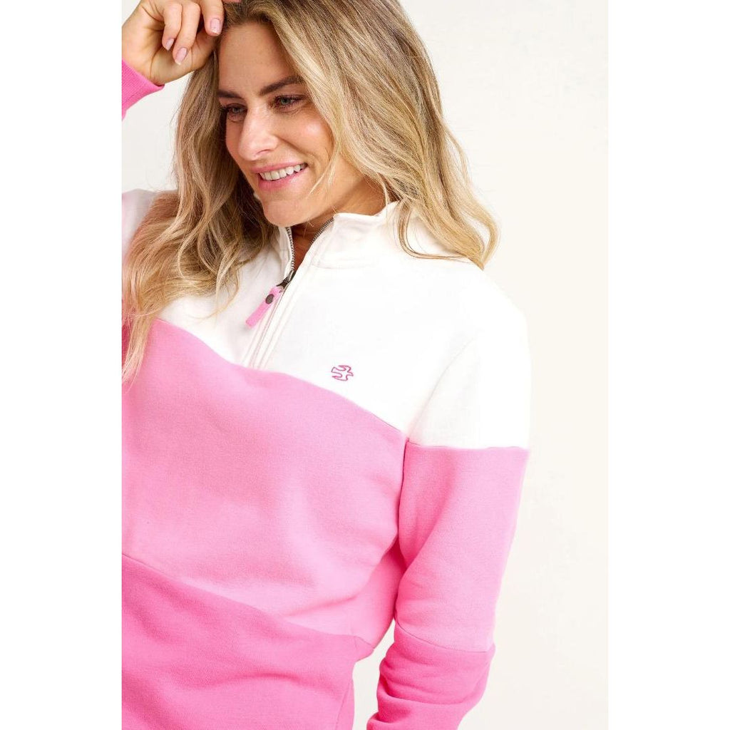 Brakeburn Quarter Zip Sweatshirt - Pink - Beales department store