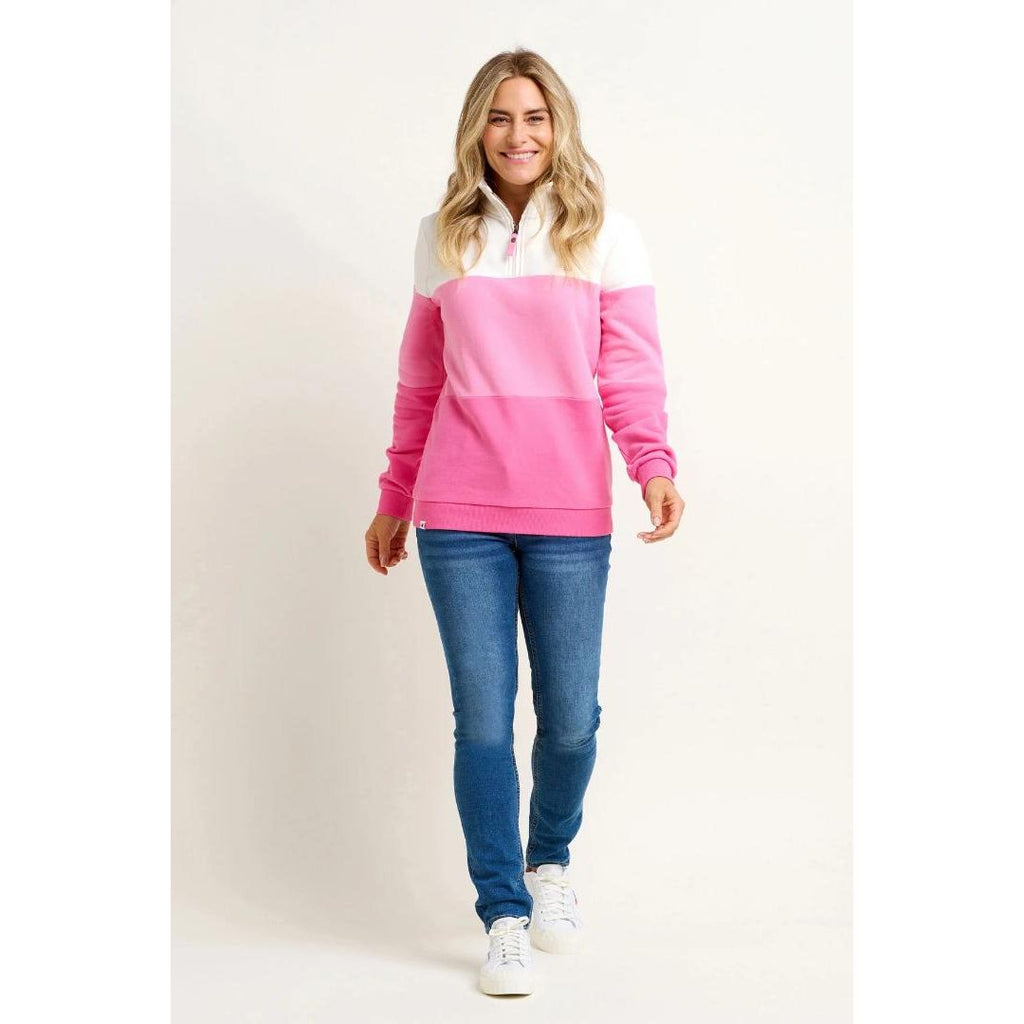 Brakeburn Quarter Zip Sweatshirt - Pink - Beales department store