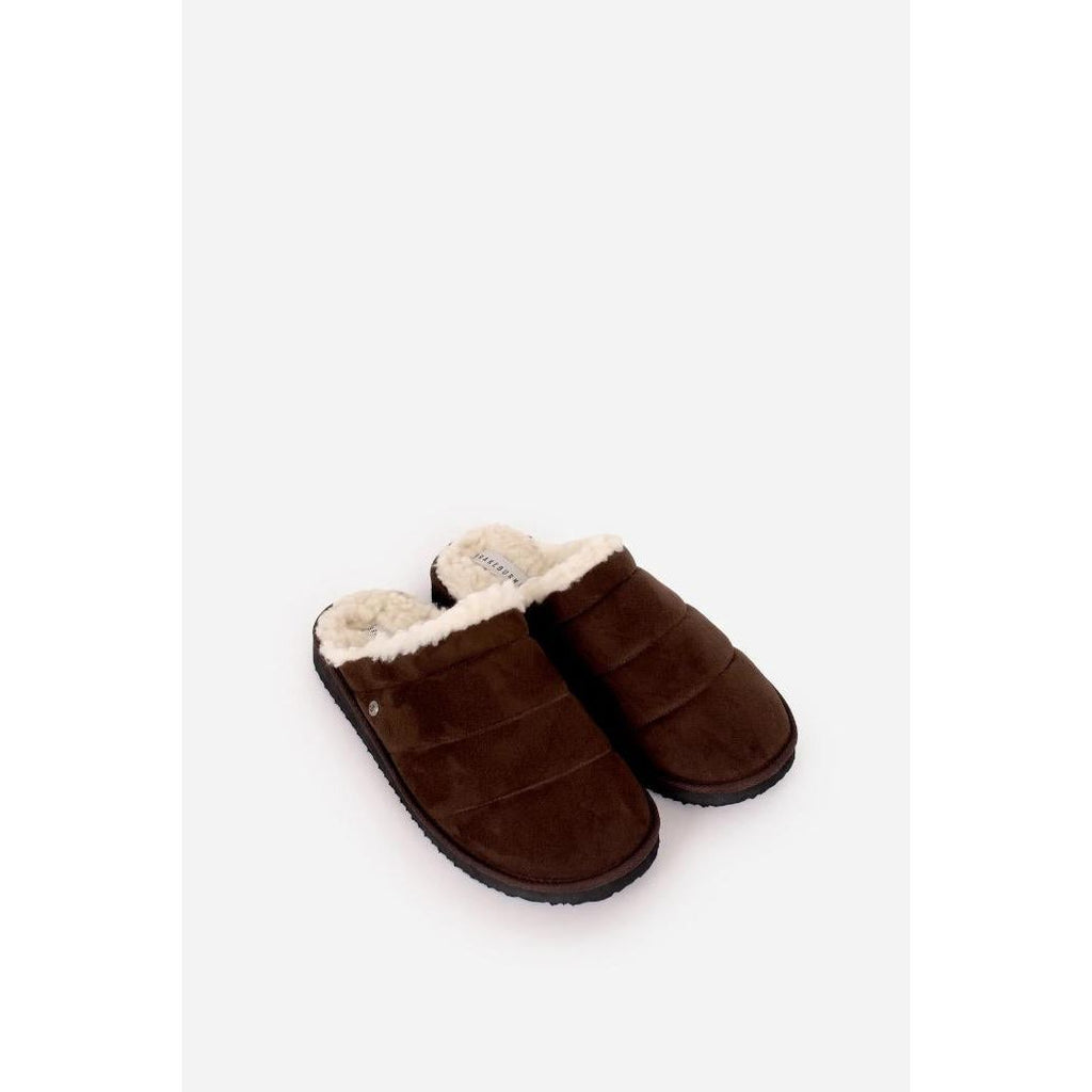 Brakeburn Quilted Slipper - Dark Brown - Beales department store