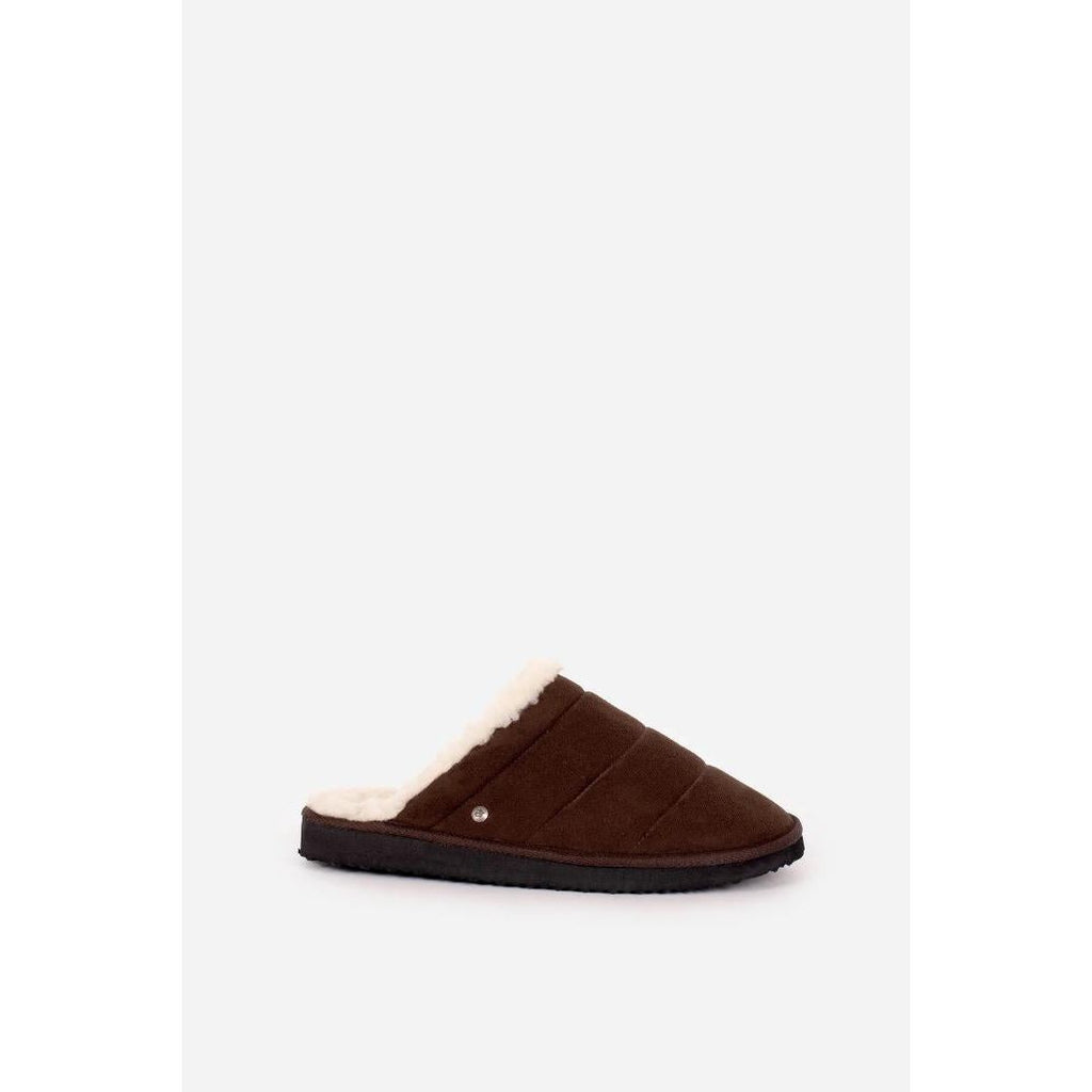 Brakeburn Quilted Slipper - Dark Brown - Beales department store