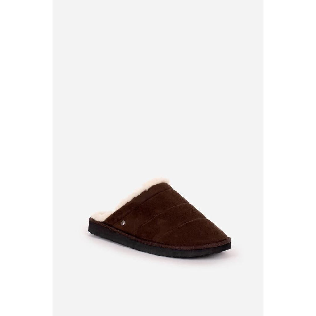 Brakeburn Quilted Slipper - Dark Brown - Beales department store
