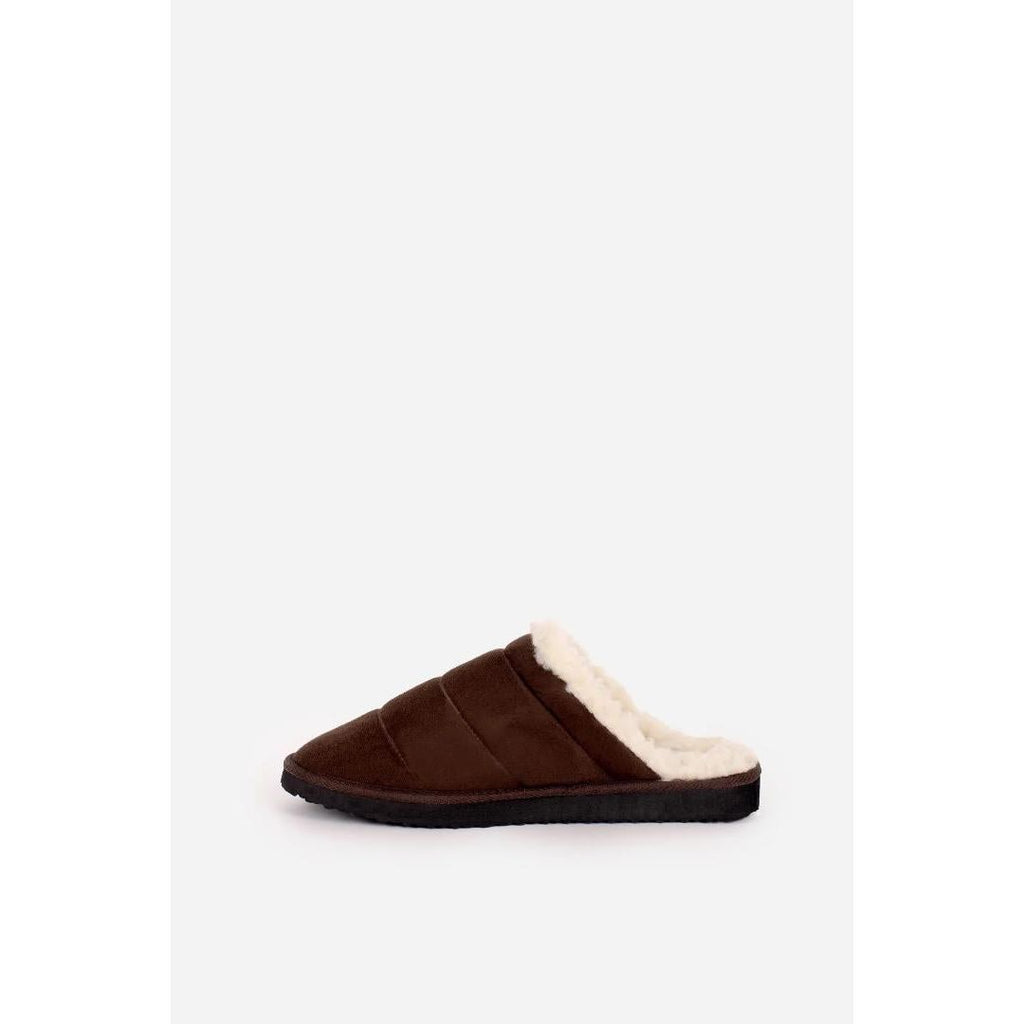 Brakeburn Quilted Slipper - Dark Brown - Beales department store