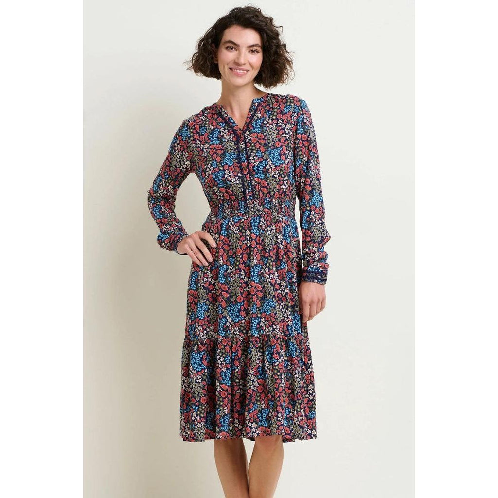 Brakeburn Regan Floral Print Midi Dress - Beales department store