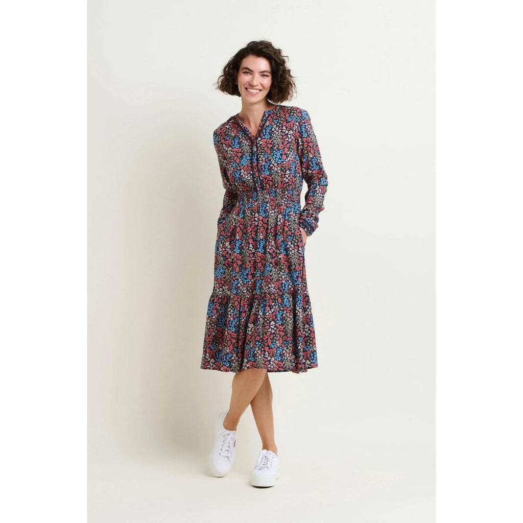 Brakeburn Regan Floral Print Midi Dress - Beales department store