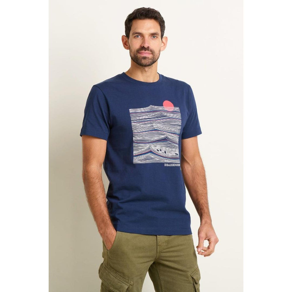 Brakeburn Sitting Surfers Tee - Navy - Beales department store