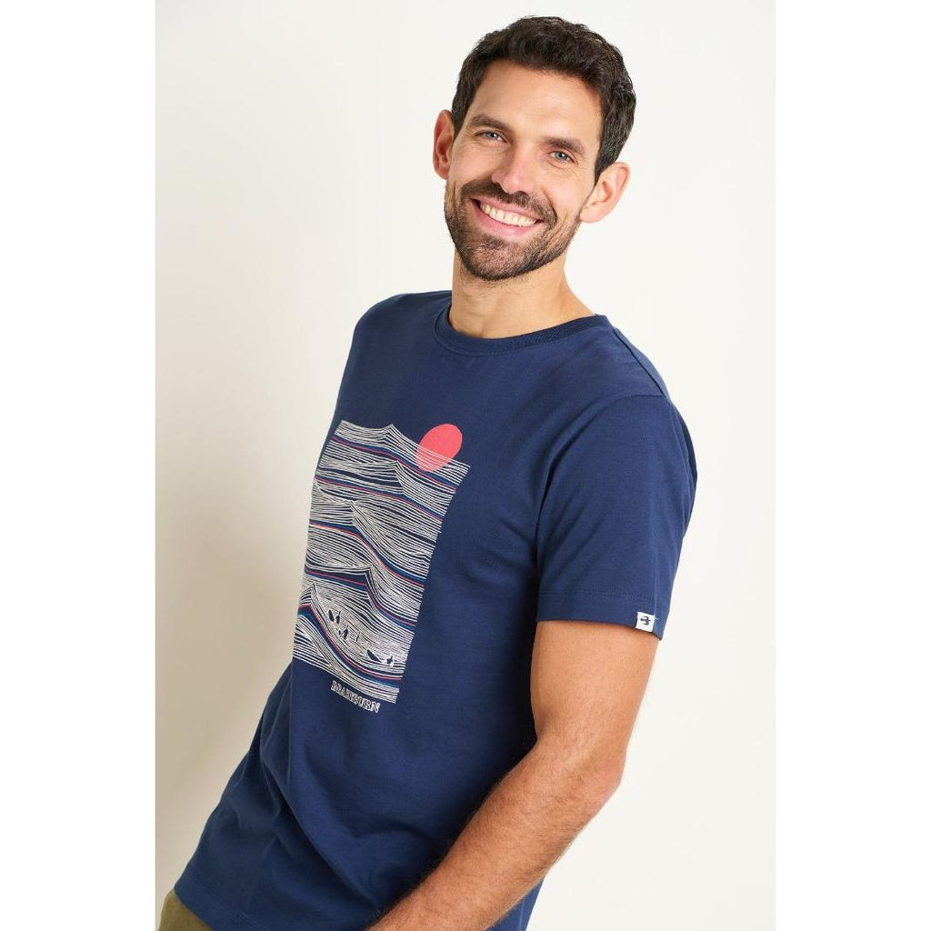 Brakeburn Sitting Surfers Tee - Navy - Beales department store