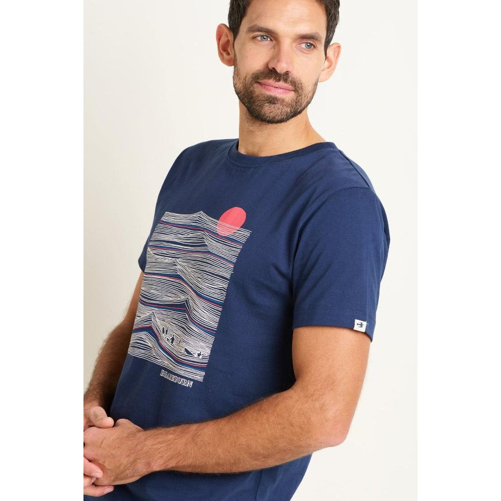 Brakeburn Sitting Surfers Tee - Navy - Beales department store