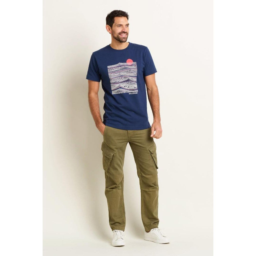 Brakeburn Sitting Surfers Tee - Navy - Beales department store