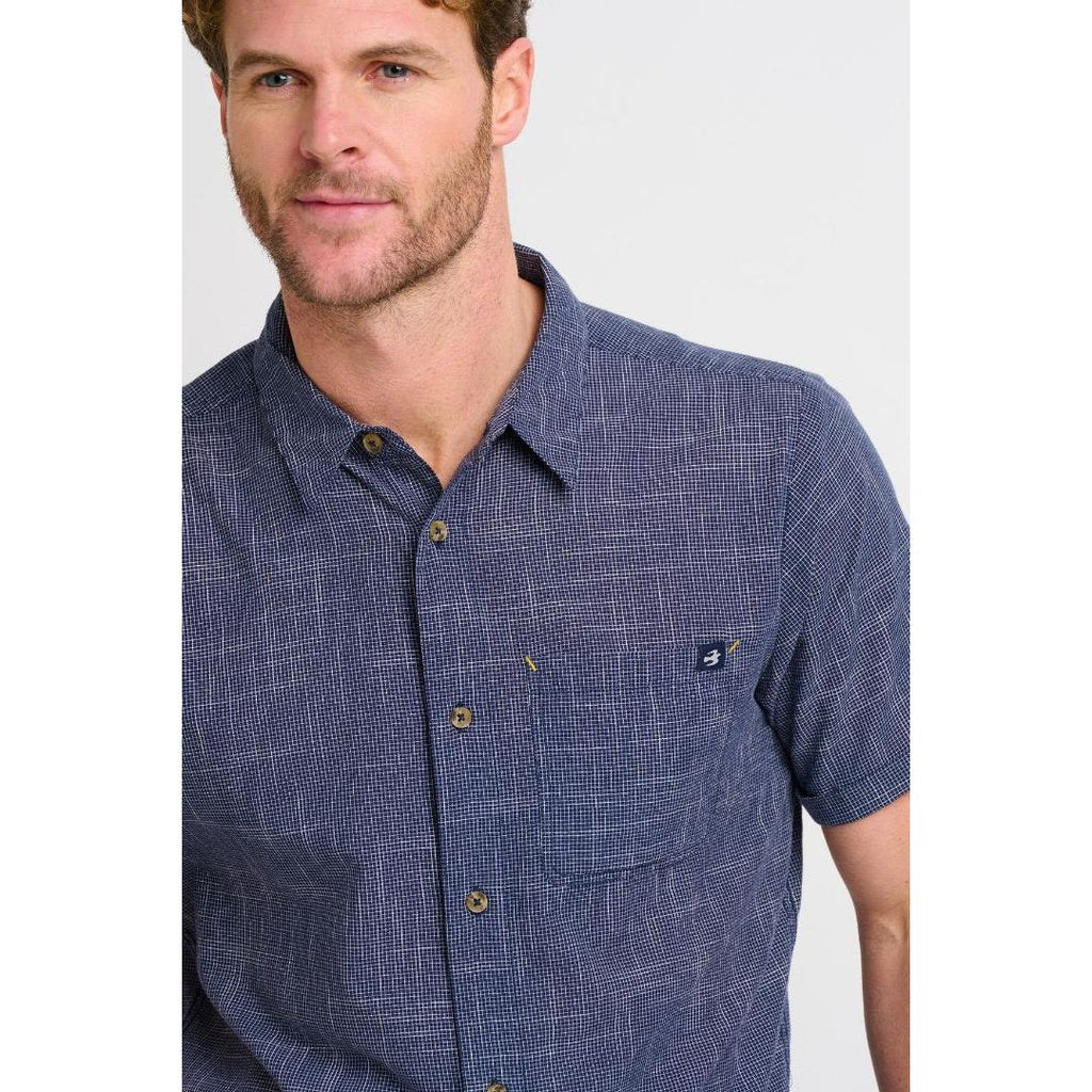 Brakeburn Slub Checked Shirt - Navy - Beales department store