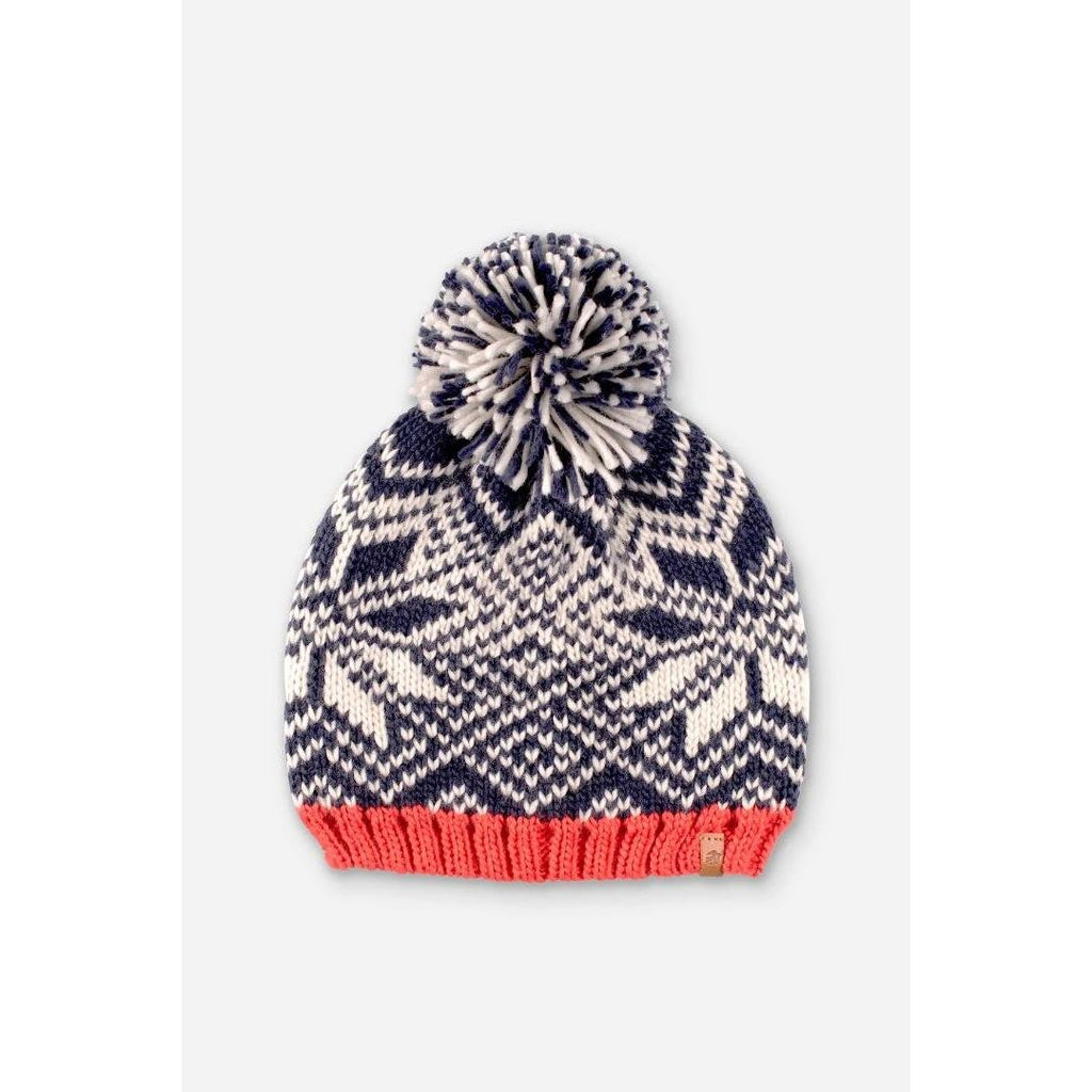 Brakeburn Snow Flake Beanie Hat - Navy & Red - Beales department store