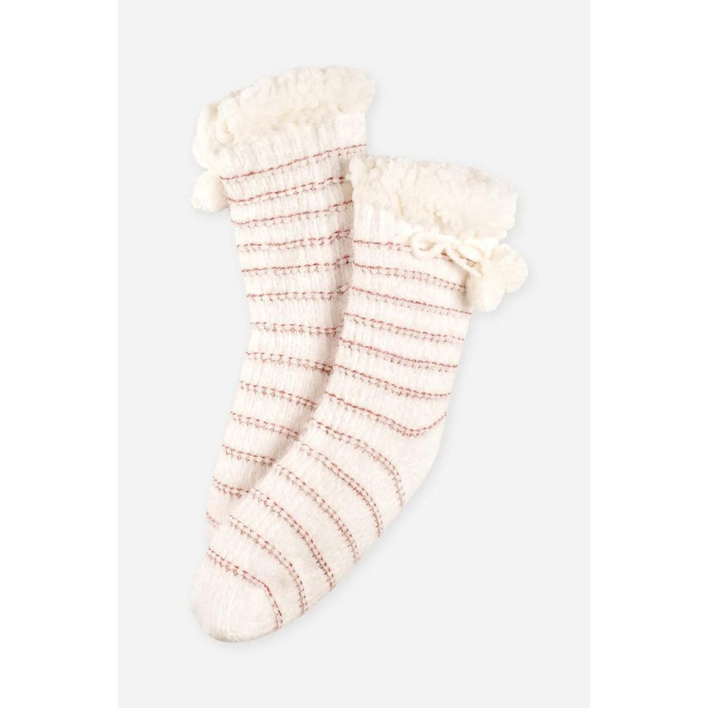 Brakeburn Sparkle Slipper Socks - Cream - Beales department store