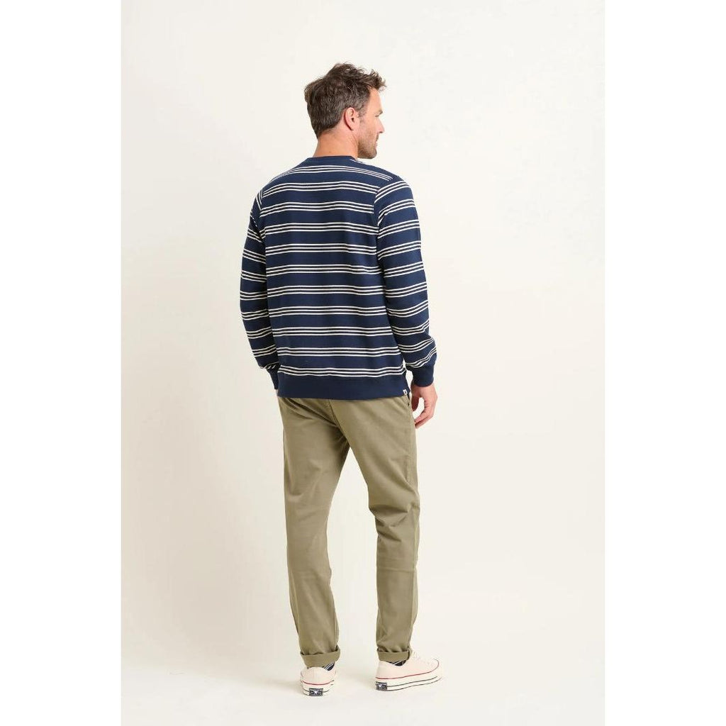 Brakeburn Stripe Crew Neck Sweatshirt - Navy - Beales department store
