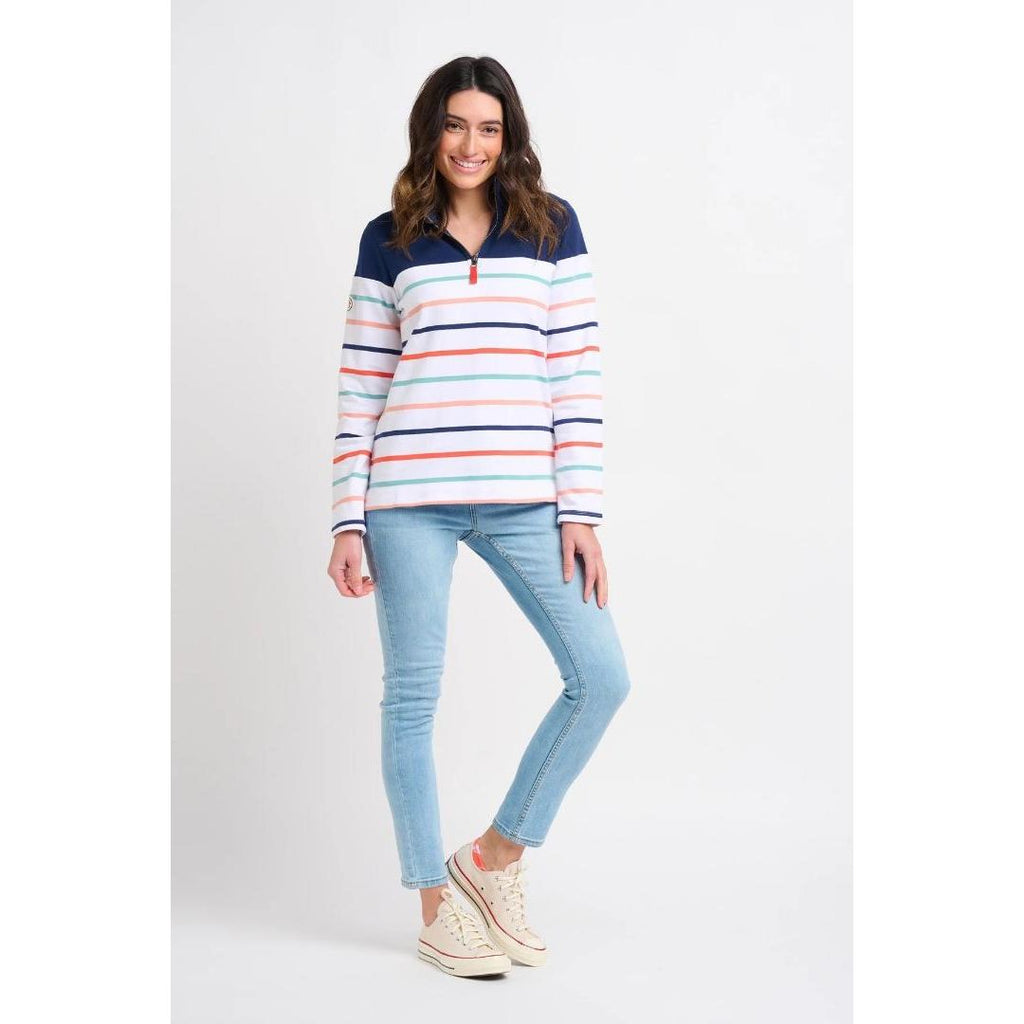 Brakeburn Stripe Quarter Zip Sweat - Beales department store