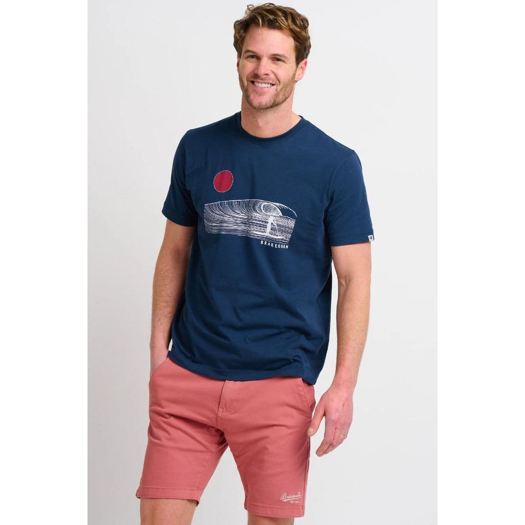 Brakeburn Sunset Paddle Tee - Navy - Beales department store