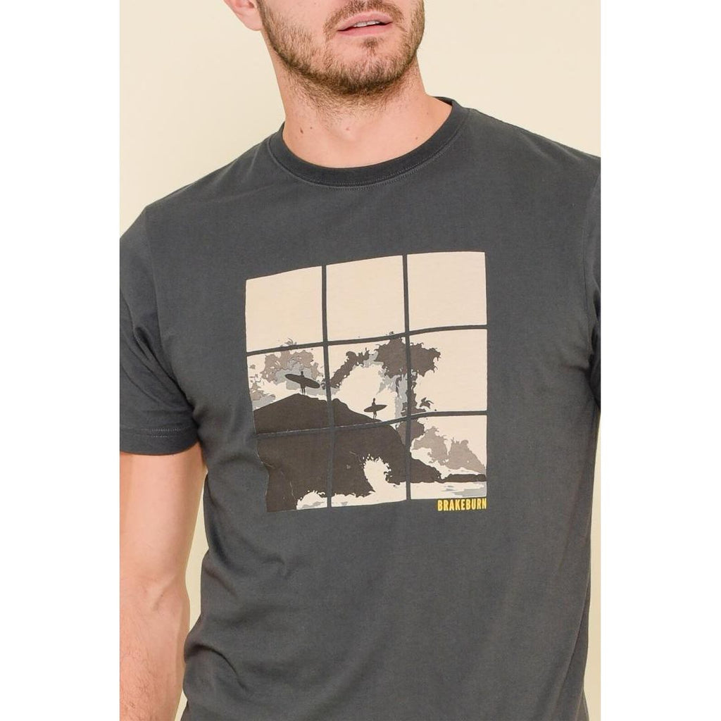 Brakeburn Surf Grid Tee - Charcoal - Beales department store