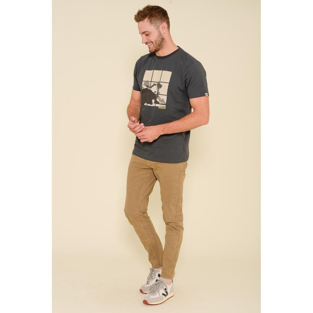 Brakeburn Surf Grid Tee - Charcoal - Beales department store