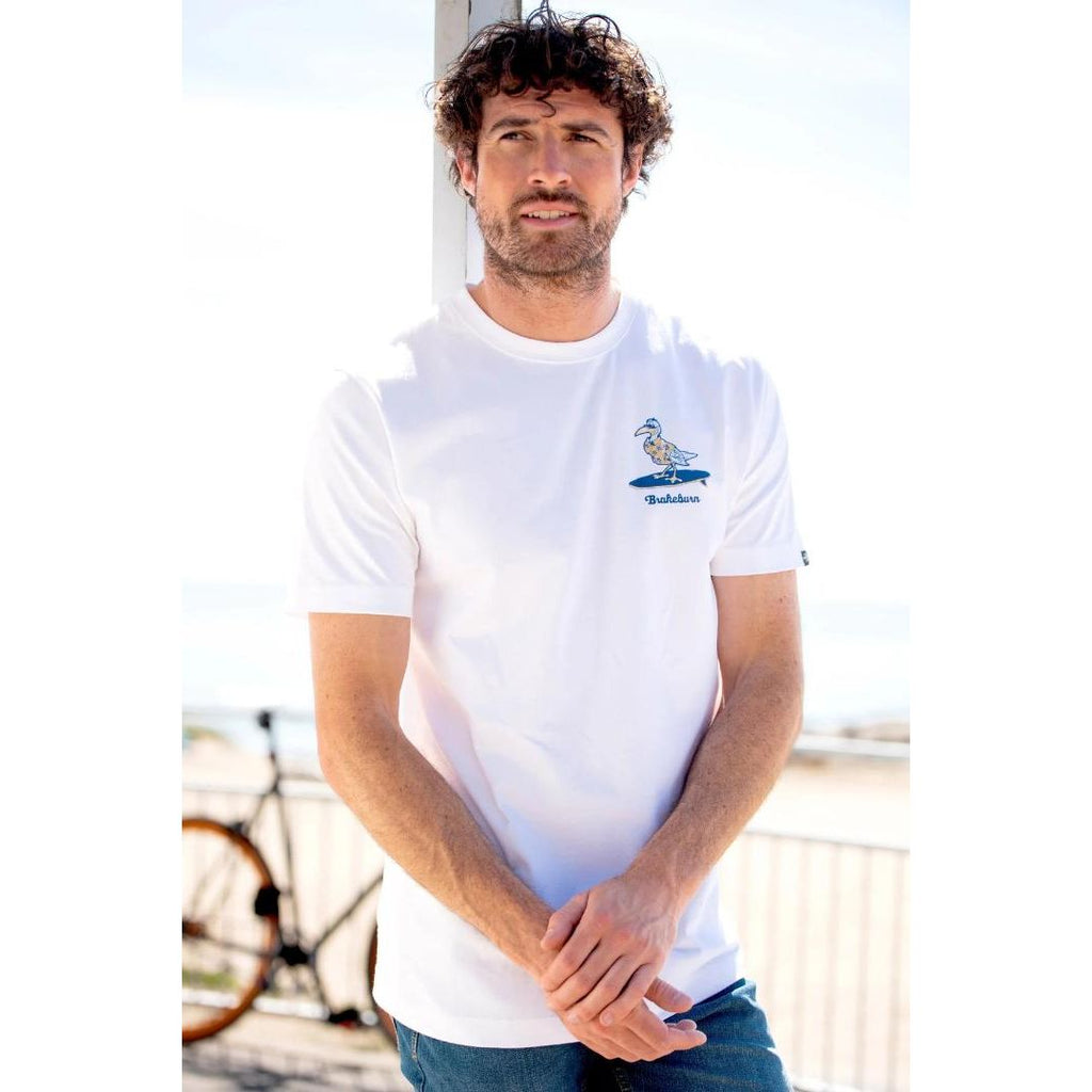 Brakeburn Surf Seagull Tee - White - Beales department store