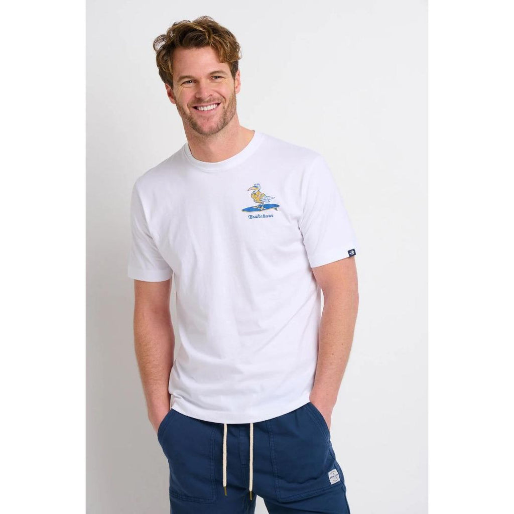 Brakeburn Surf Seagull Tee - White - Beales department store