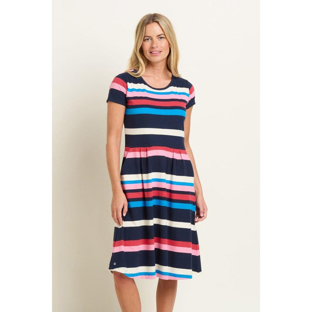 Brakeburn Toni Stripe Dress - Multi - Beales department store