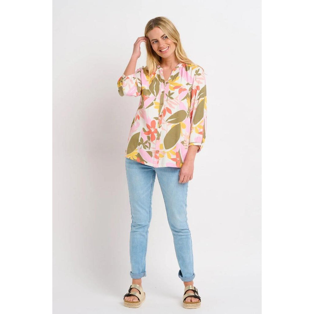 Brakeburn Tropical Palm Blouse - Multi - Beales department store