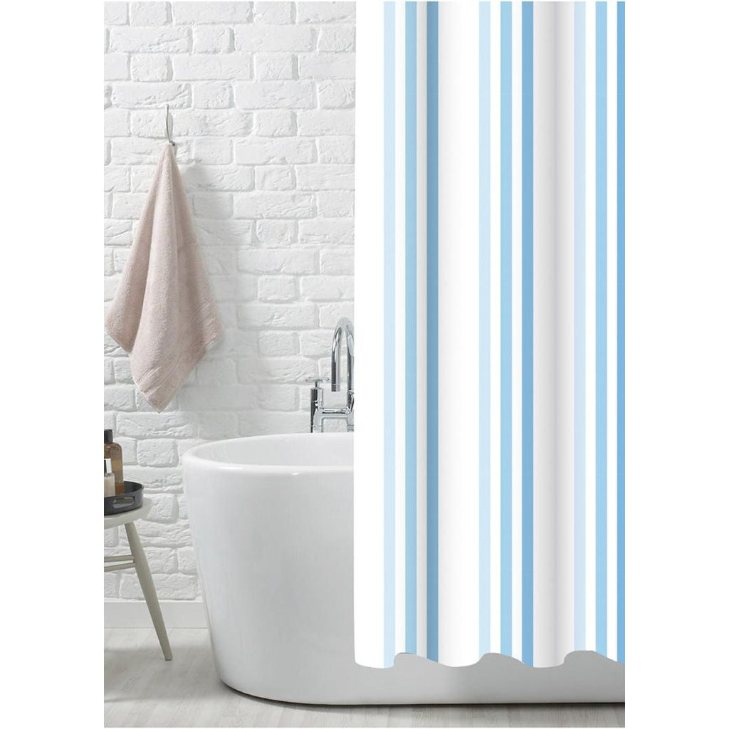 Brighton Rock Blue Printed Shower Curtain - Beales department store
