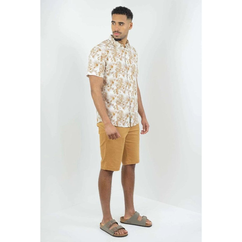 Buckley Casey Short Sleeved Floral Shirt - Off White - Beales department store