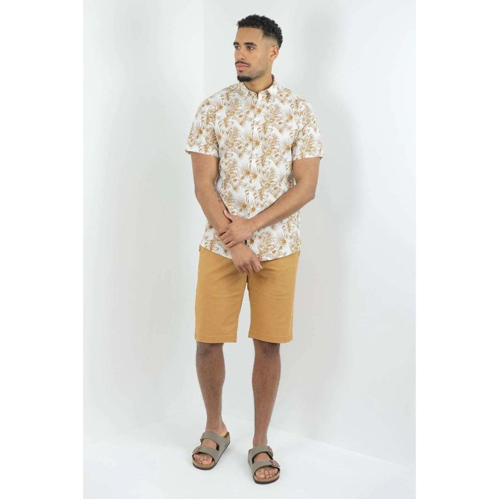 Buckley Casey Short Sleeved Floral Shirt - Off White - Beales department store