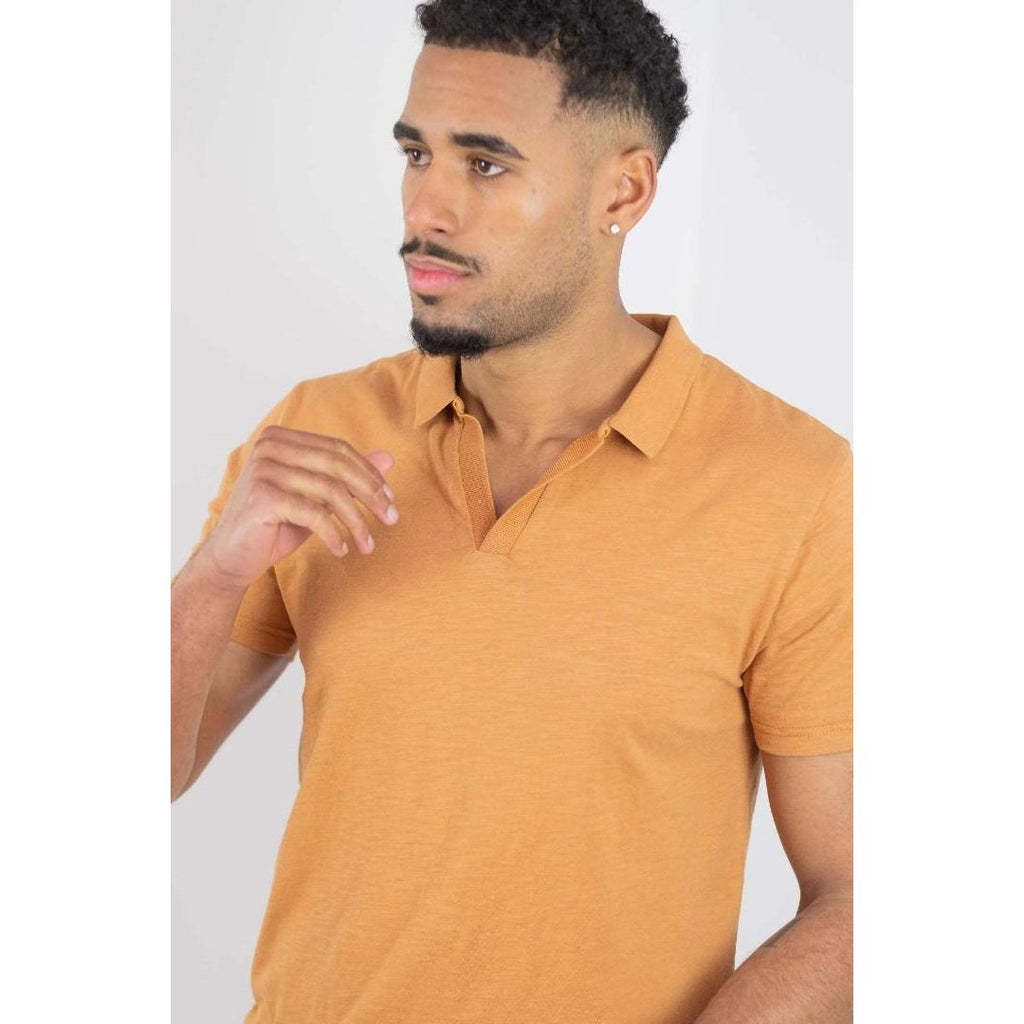 Buckley Ezra V Neck Polo - Dijon - Beales department store