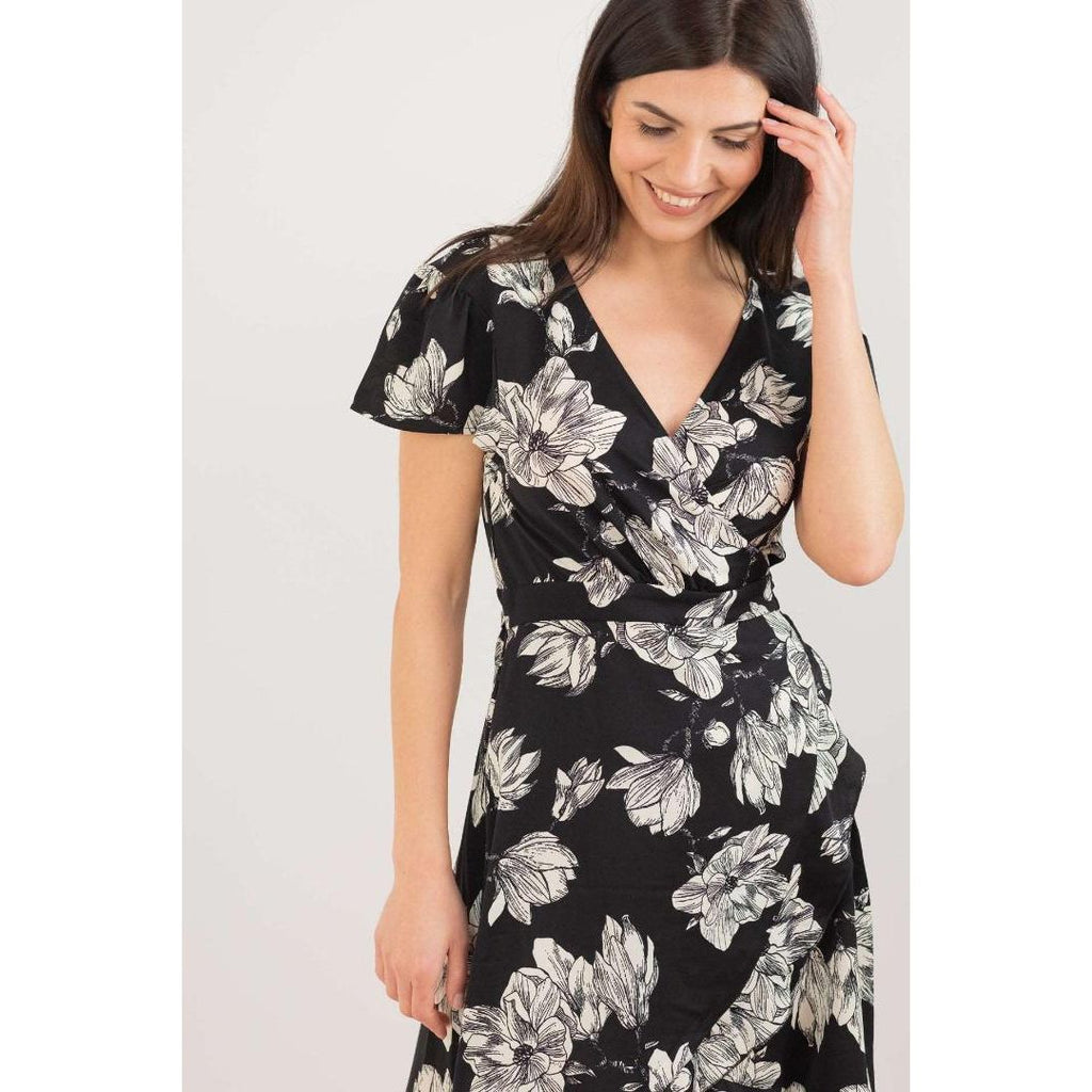 Buckley Page Short Wrap Dress - Black - Beales department store