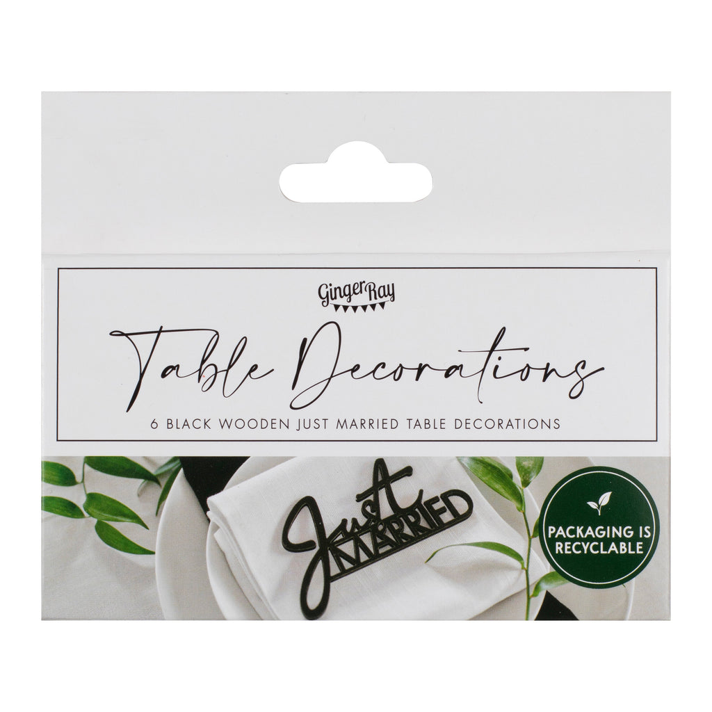 Black Wooden Just Married Table Sign