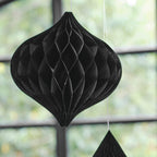 Black Honeycomb Paper Hanging Decorations- 5 Inner Pack