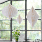 White Honeycomb Paper Hanging Decorations- 5 Inner Pack